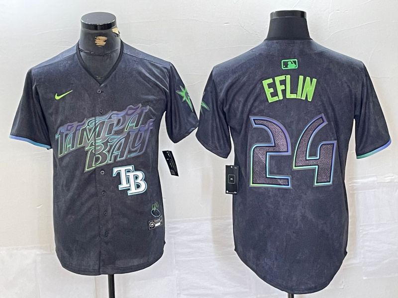 Men Tampa Bay Rays #24 Eflin Black City Edition Nike 2024 MLB Jersey style 4->tampa bay rays->MLB Jersey